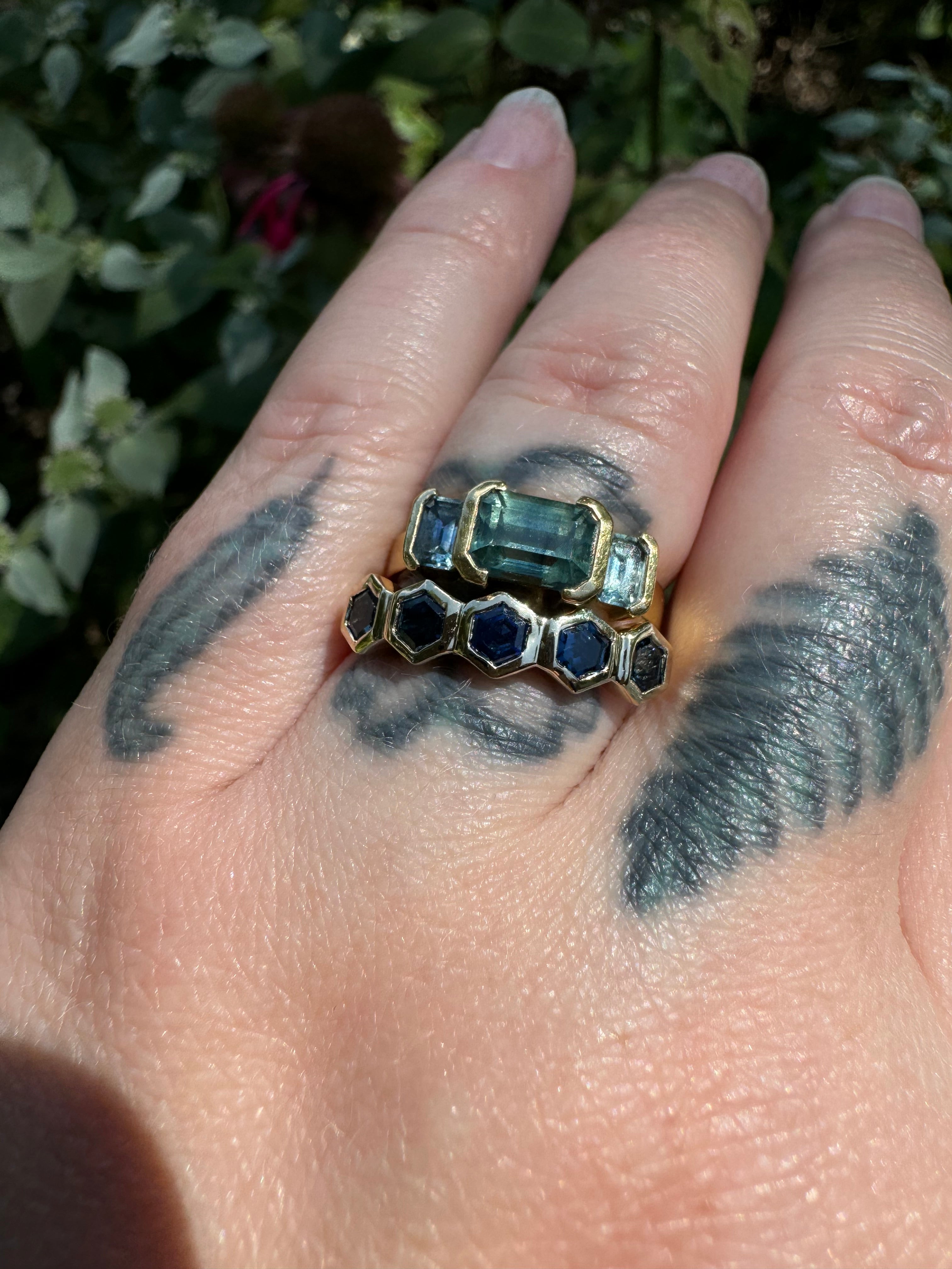 Sapphire Honeycomb Band