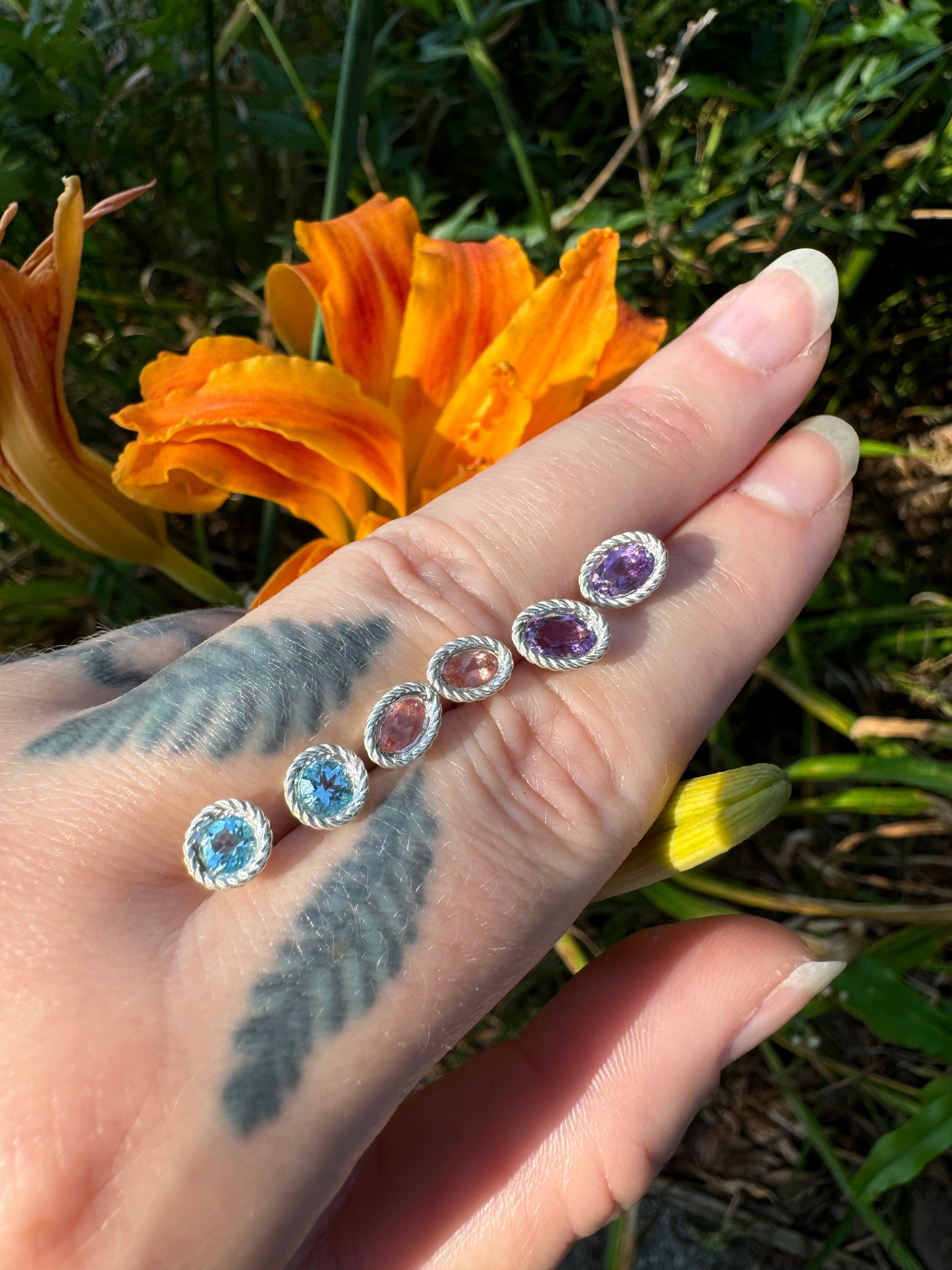 Amethyst Braided Studs