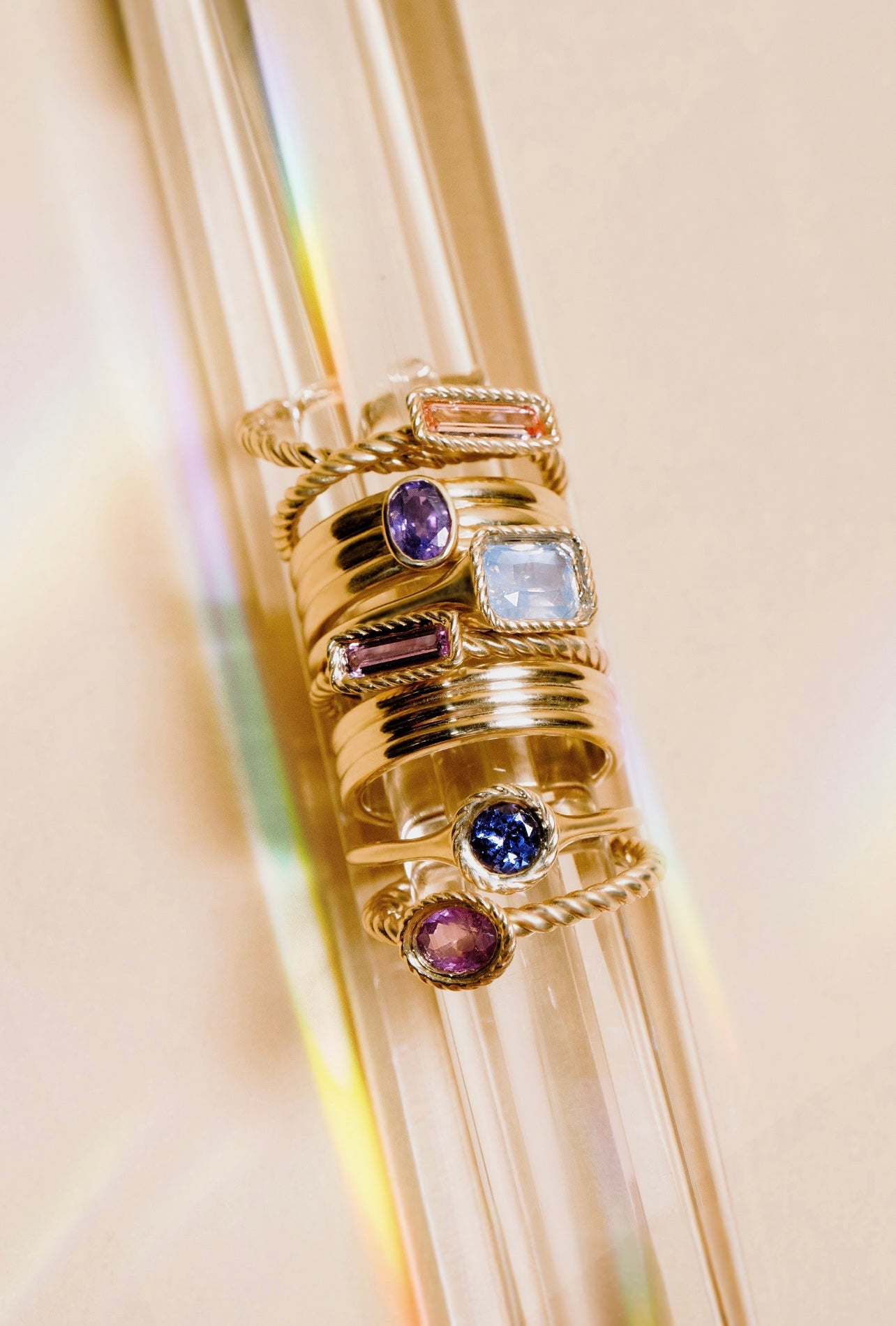 Purple Sapphire Ripple Ring
