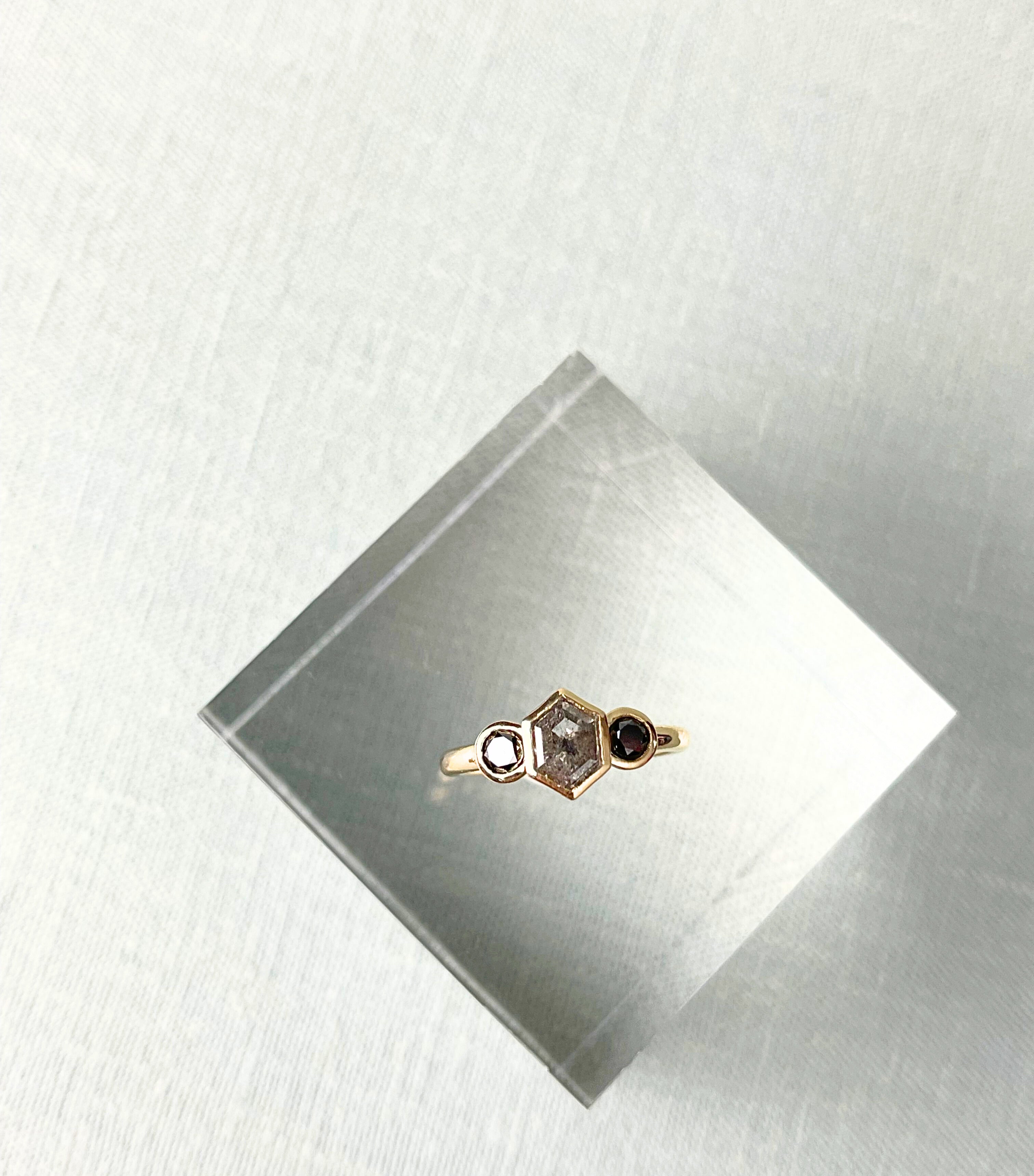 3 Stone Hex Ring