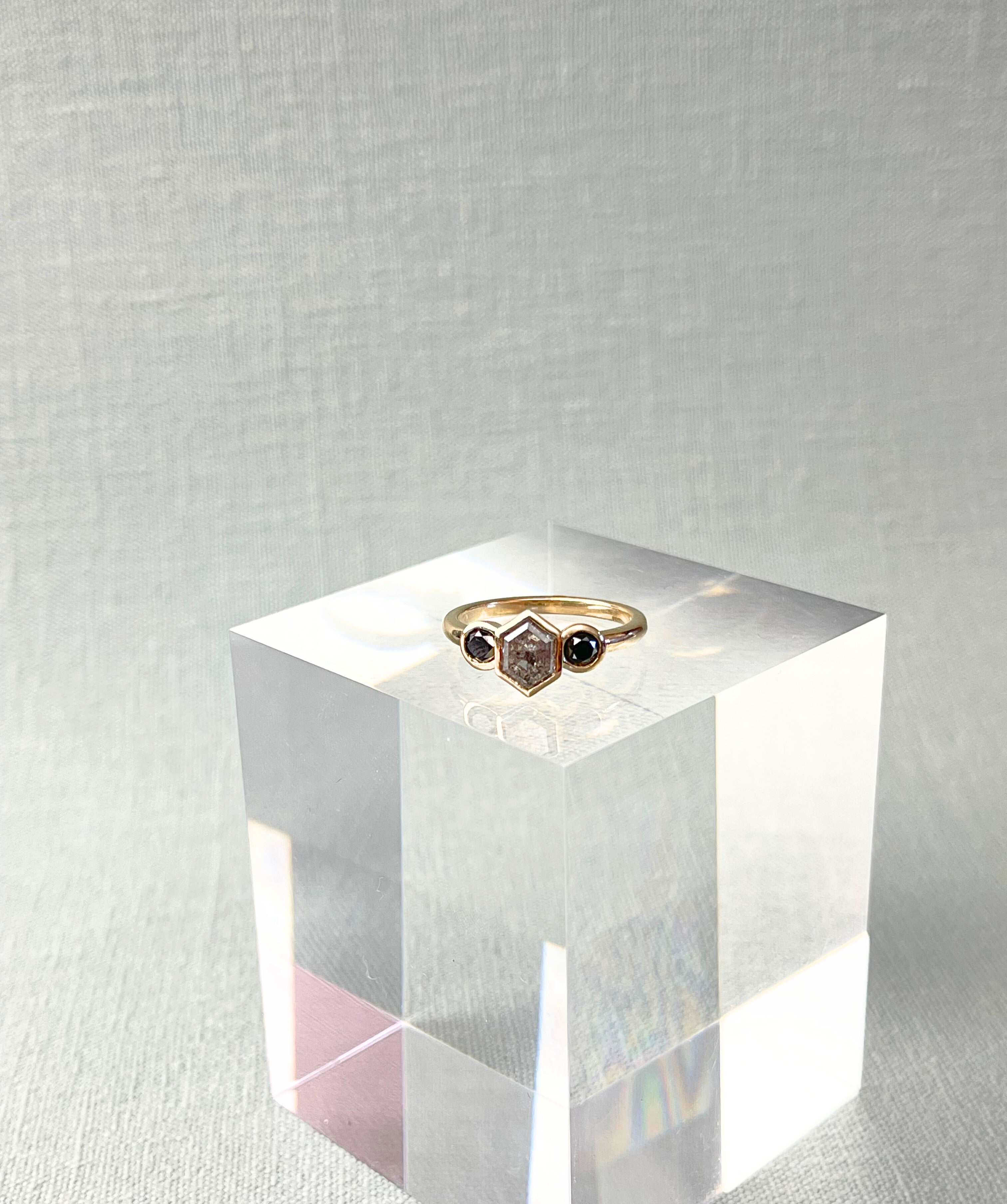 3 Stone Hex Ring